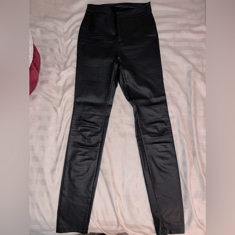 BLACK FAUX LEATHER PANTS
